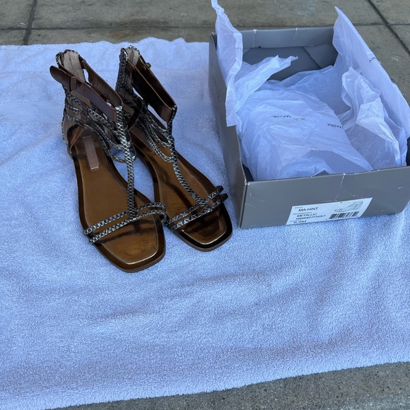 New BCBGMaxazria Hint Metallic Gladiator Sandals - Picture 2 of 13